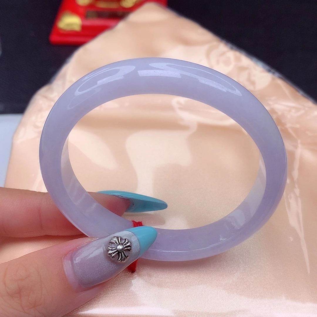 翡翠手镯未镶嵌翡翠55.1粉紫贵妃