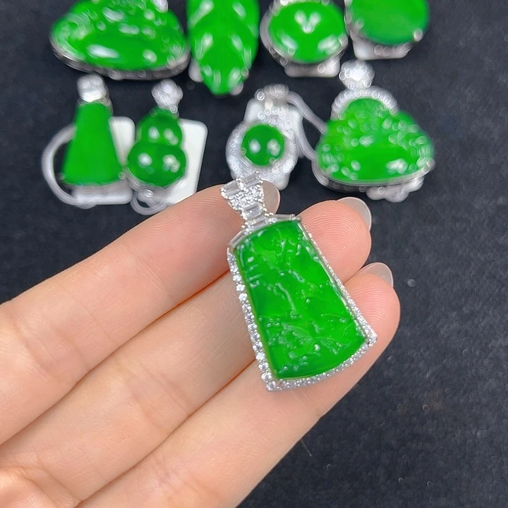 翡翠银S925镶嵌吊坠(不含链)