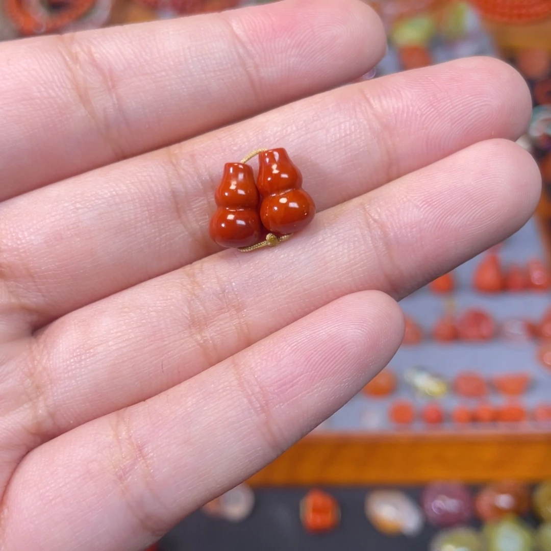 未镶嵌葫芦一对卡7左右玫瑰红南红玛瑙
