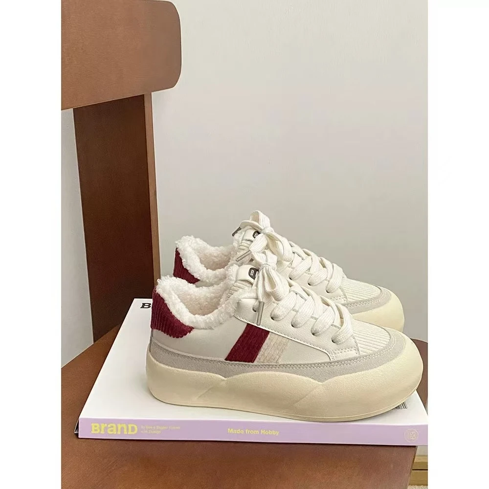 3303 米红棉鞋女冬加绒加厚运动鞋学生厚底鞋女2025新款秋冬板鞋