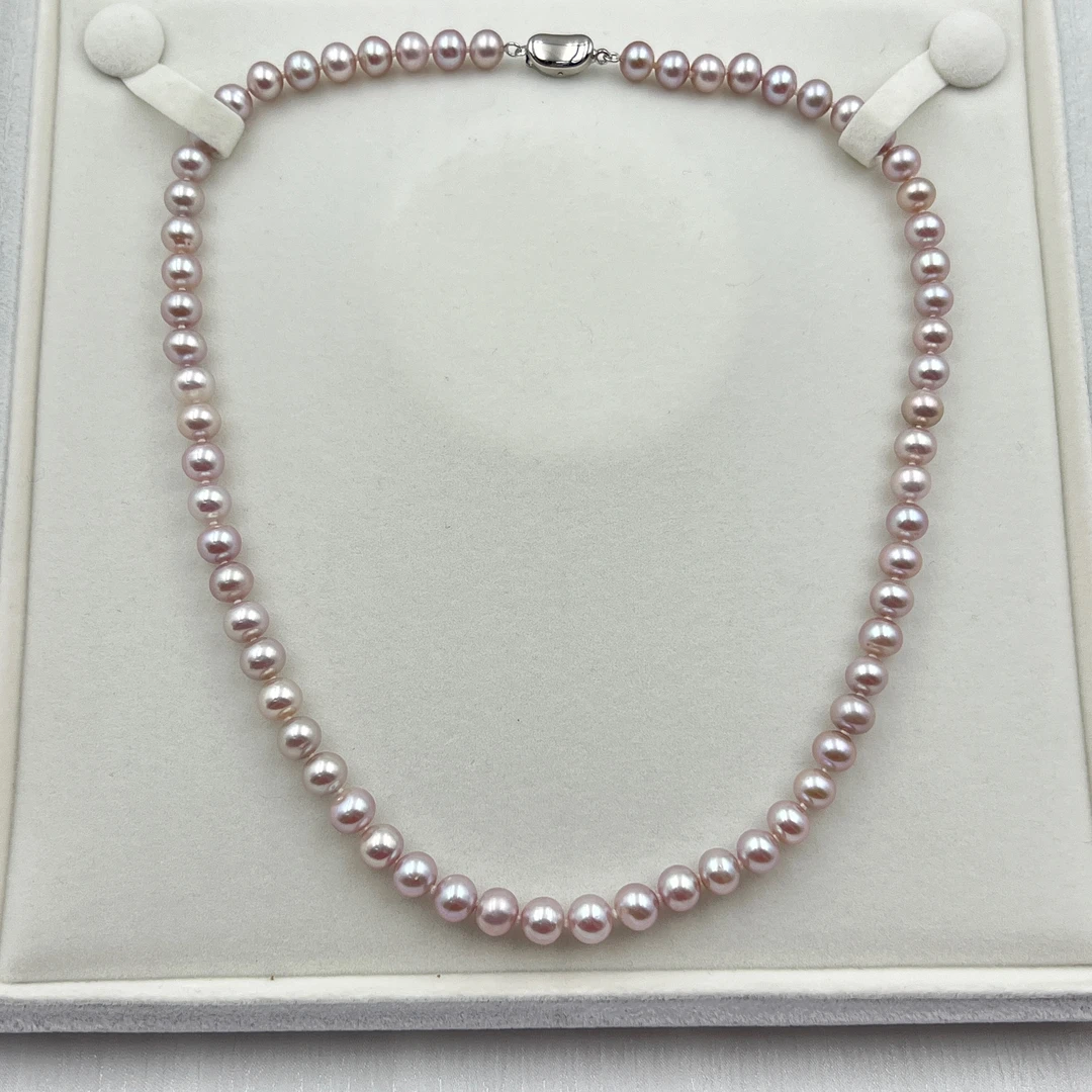 【干枯玫瑰】6.5-7.5M淡水无核珍珠项链S925银元宝扣多样性发1