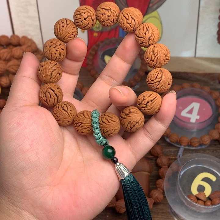 三***咪桃核吊坠15红绣球