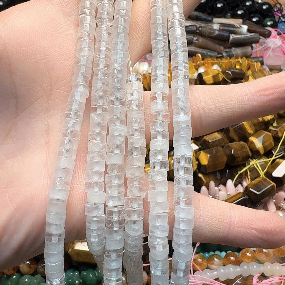 玛瑙/玉髓未镶嵌珠宝半成品一条6mm白水晶剁珠