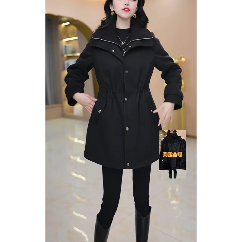 冬季加绒加厚中长款派克服女装2025新款时尚韩版保暖棉衣棉服外套