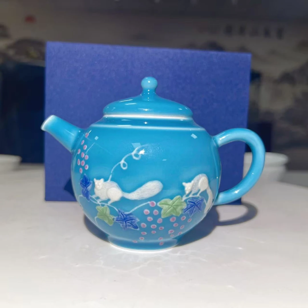 【周周严选】蓝地堆花小圆壶