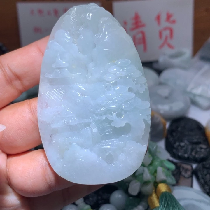 翡翠未镶嵌颈饰保真天然A货翡翠