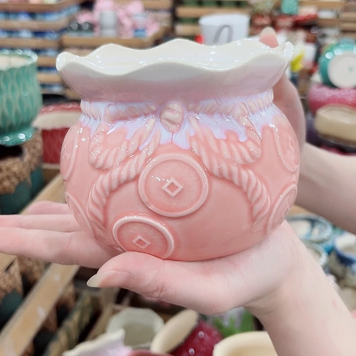 有孔.凑单10元陶瓷花盆发货！