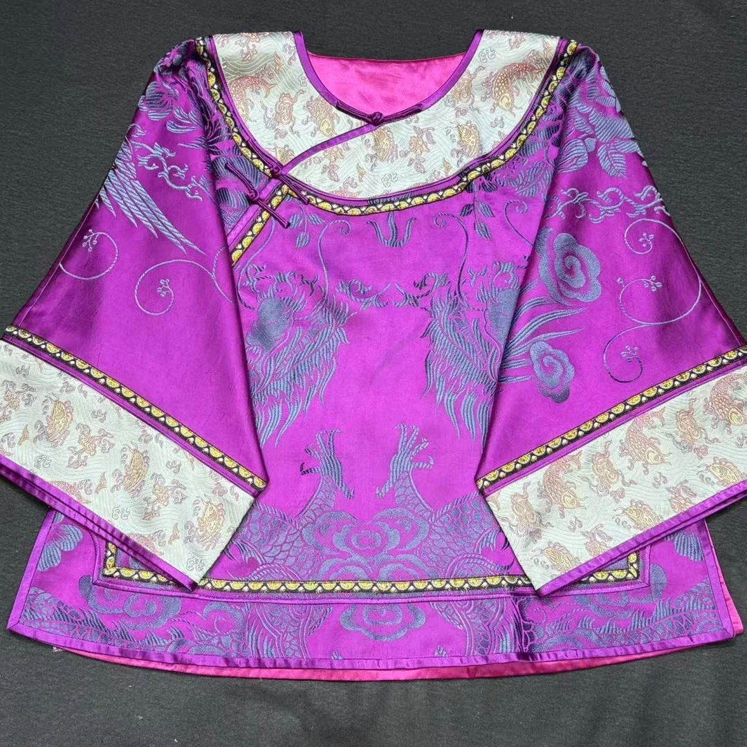 【熹友阁】真丝老软缎 圆领斜襟短款太太服