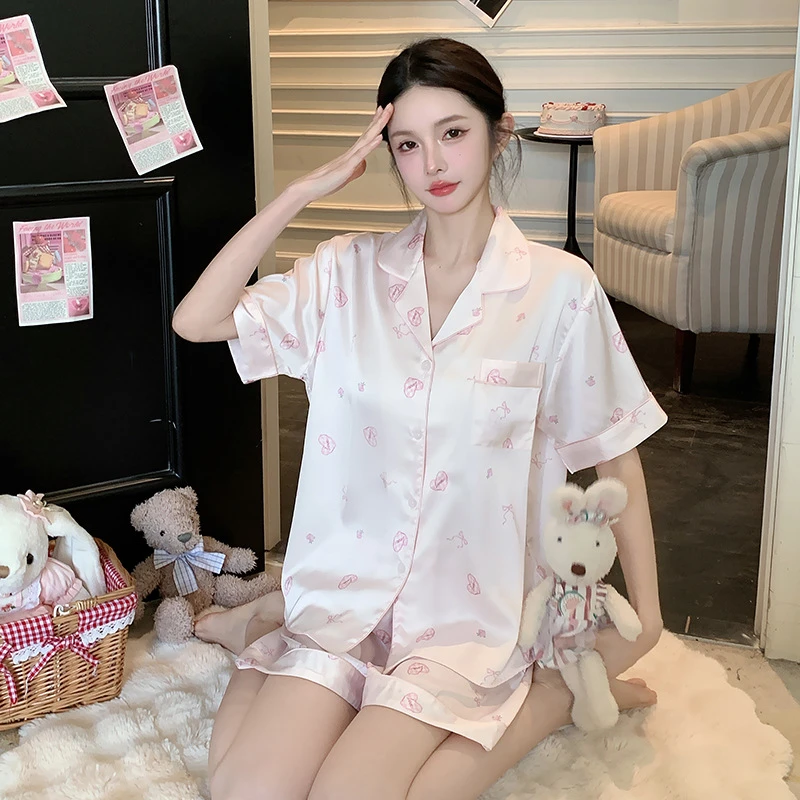 ERXU夏季新款冰丝睡衣女2025年韩版高级感可外穿甜美家居服两