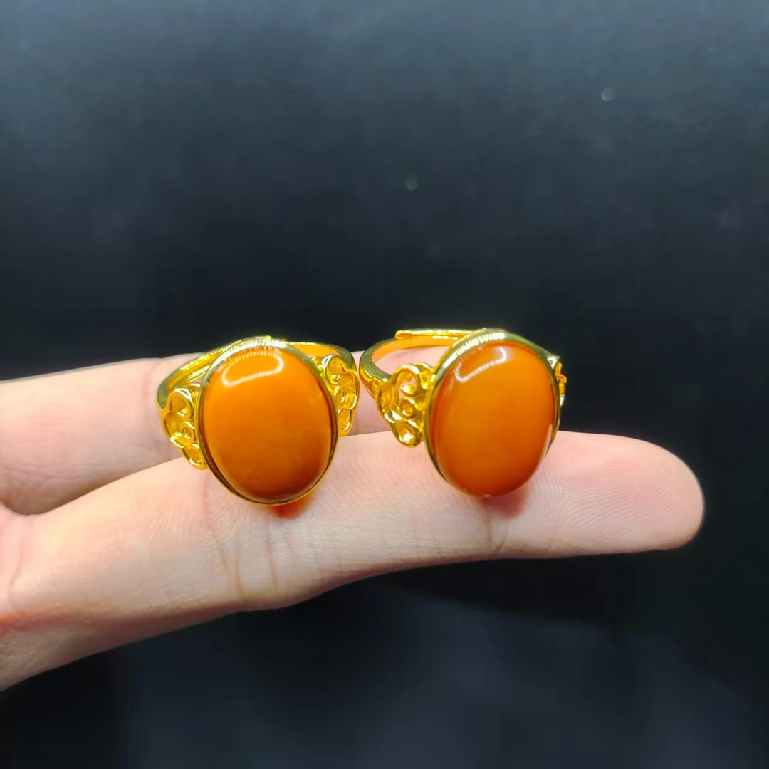 【康康严选】蜜蜡鸽子蛋面戒指YC20【多样性发其一】约16-12mm+