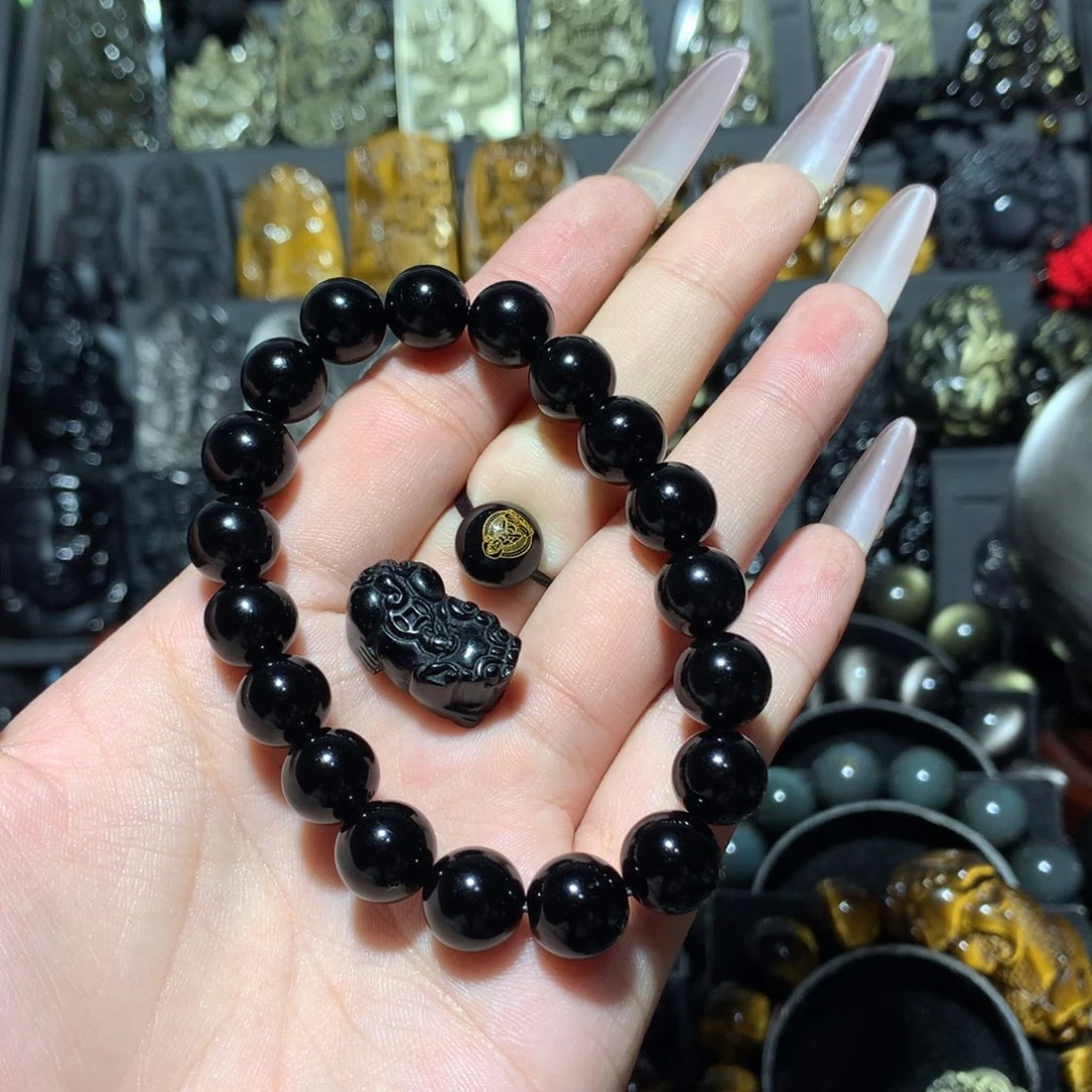 未镶嵌黑曜岩手链S****n定制