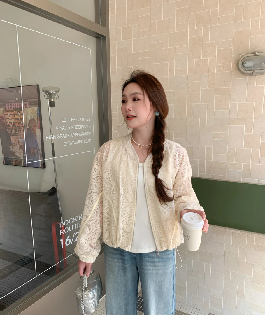 NANJIE/楠姐【自在简阔】重工轻奢蕾丝薄款宽松韩系外套XNS6296