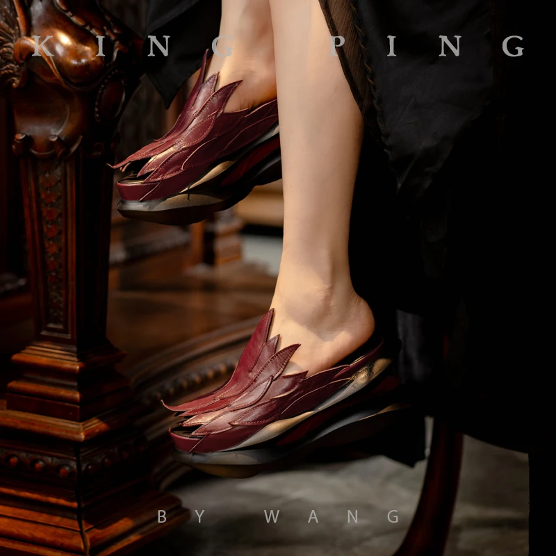 『云叶』KING PING原创设计夏拖鞋厚底女士百搭潮流休闲女拖 X35181