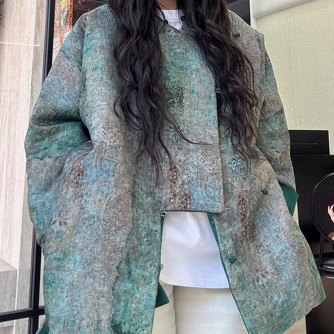 【周周家】设计国风显瘦秋冬保暖夹羊驼绒百搭时尚棉衣外套