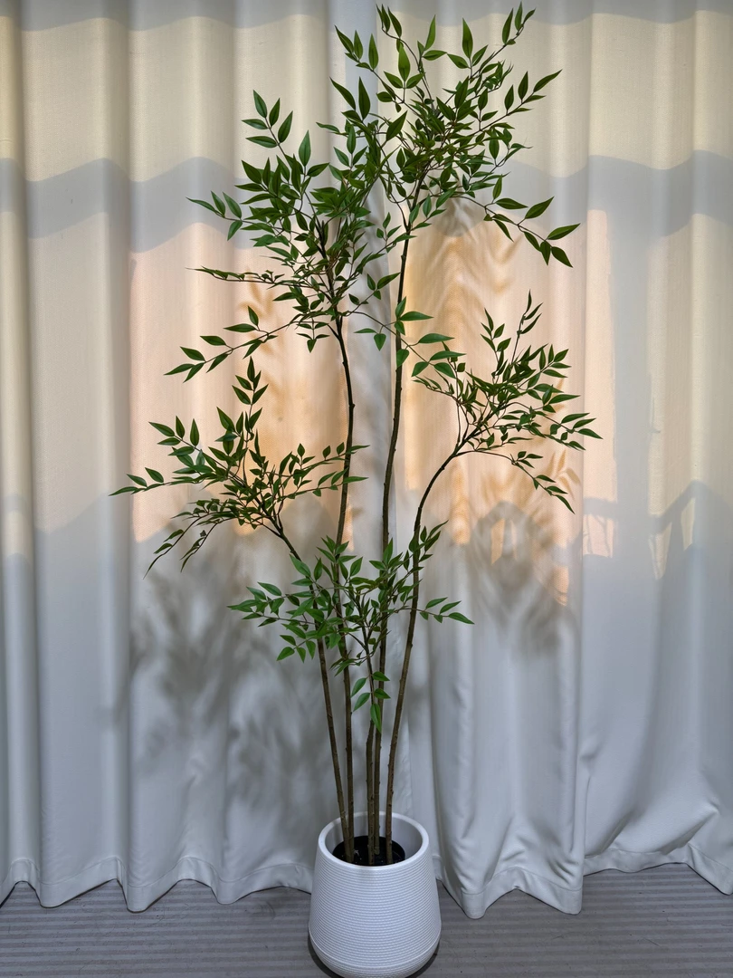 五杆精品小叶南天竹仿真绿植室内客厅高端轻奢逼真摆件