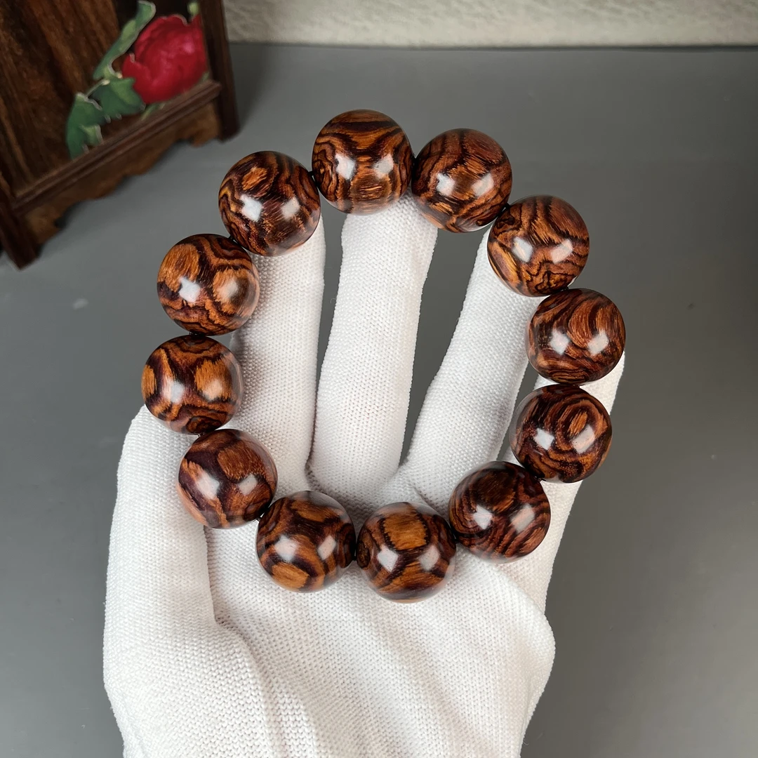 正宗海南黄花梨2.0手串对眼纹理饱满线条清晰材质保真男士手串