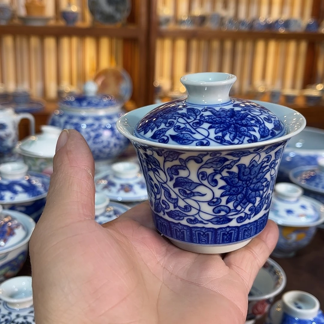 錡镇堂手工手绘绘盖碗