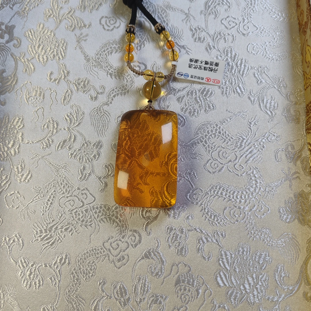 天然金蓝珀无事牌