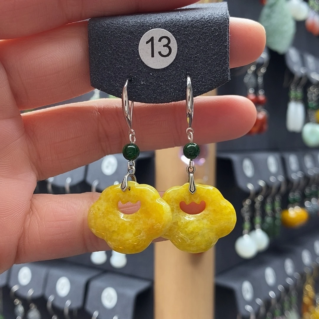 翡翠银S925镶嵌耳饰