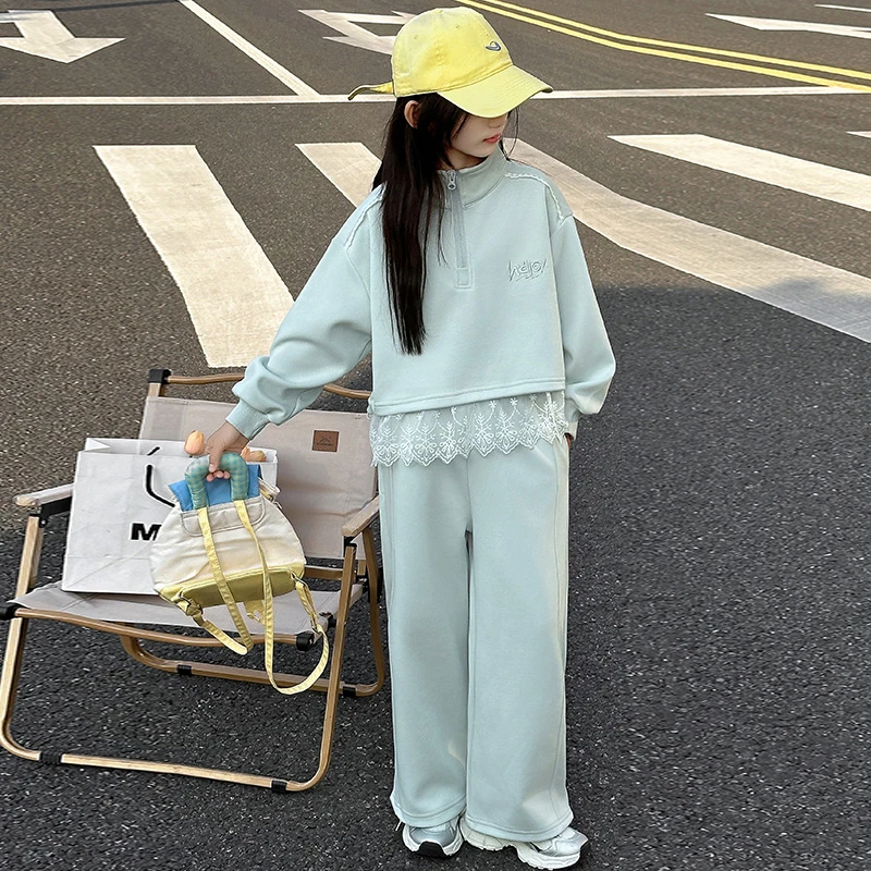 女童套装2025新款春秋网红时髦洋气女大童春装长袖卫衣两件套时尚