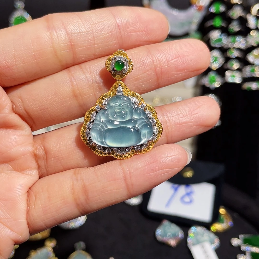 翡翠颈饰银S925镶嵌佛公