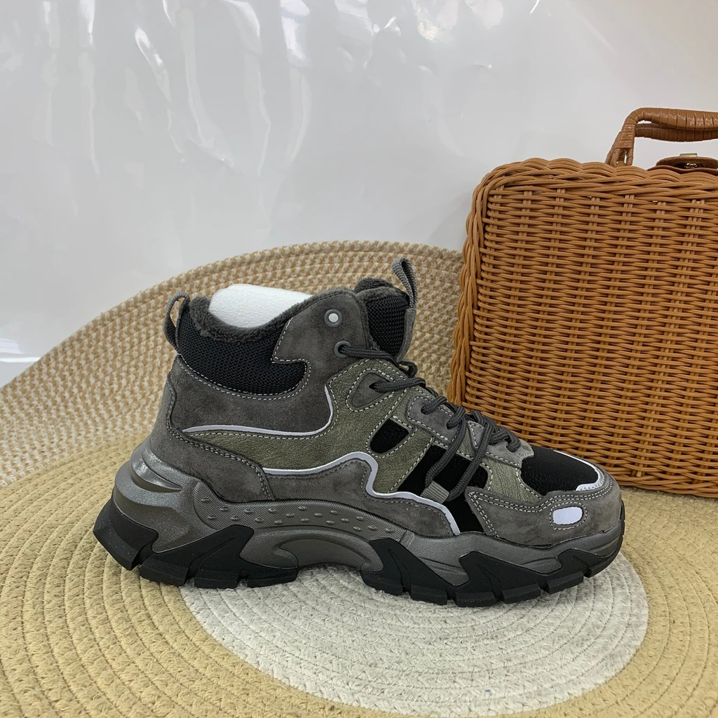 D363（偏小一码）男鞋 冬季新款中帮加绒轻便舒适休闲运动鞋-2仓