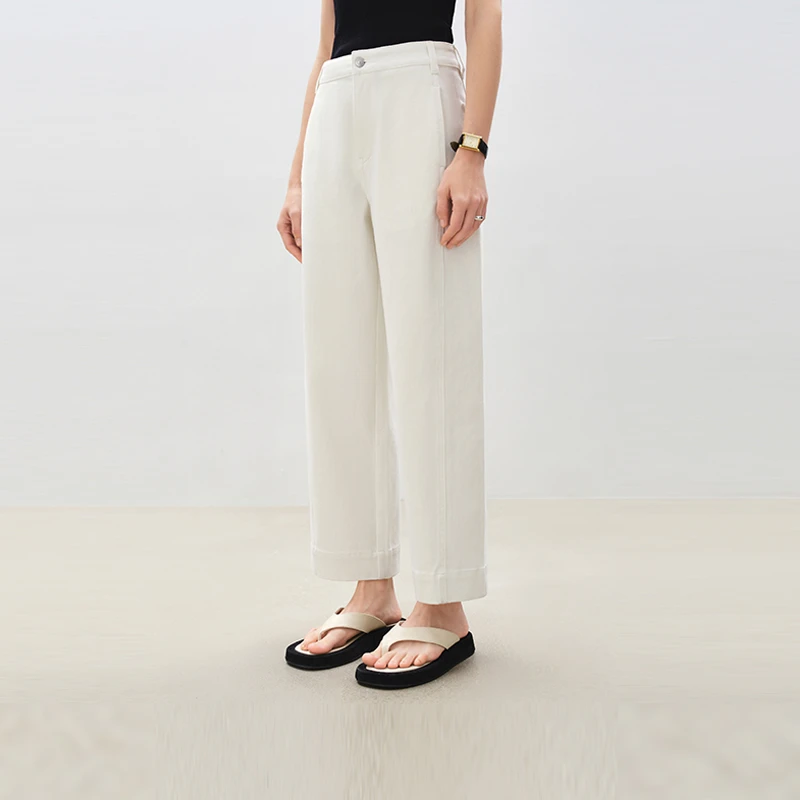 自巧小个子女装穿搭高腰解构分割弯刀牛仔裤九分香蕉裤 25ZQ92085