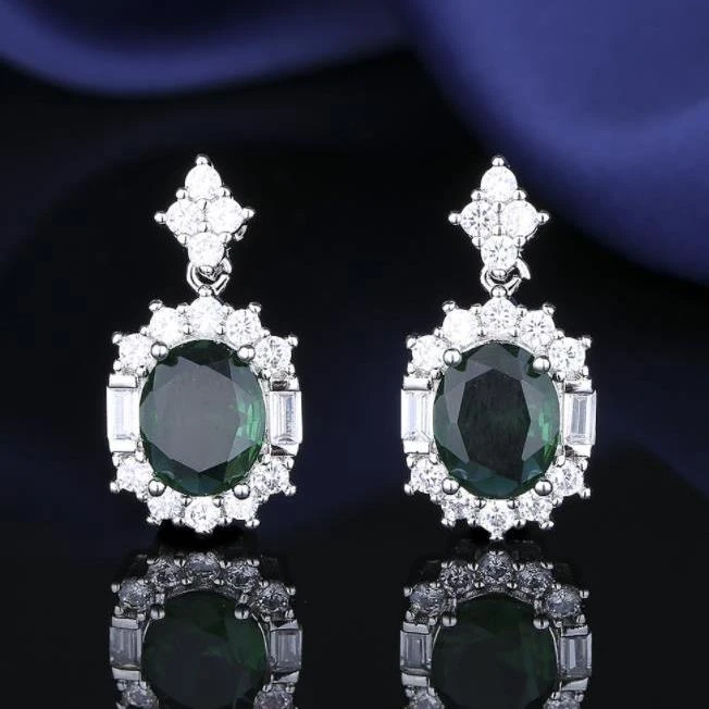 非金属珐琅耳饰 绿宝耳钉