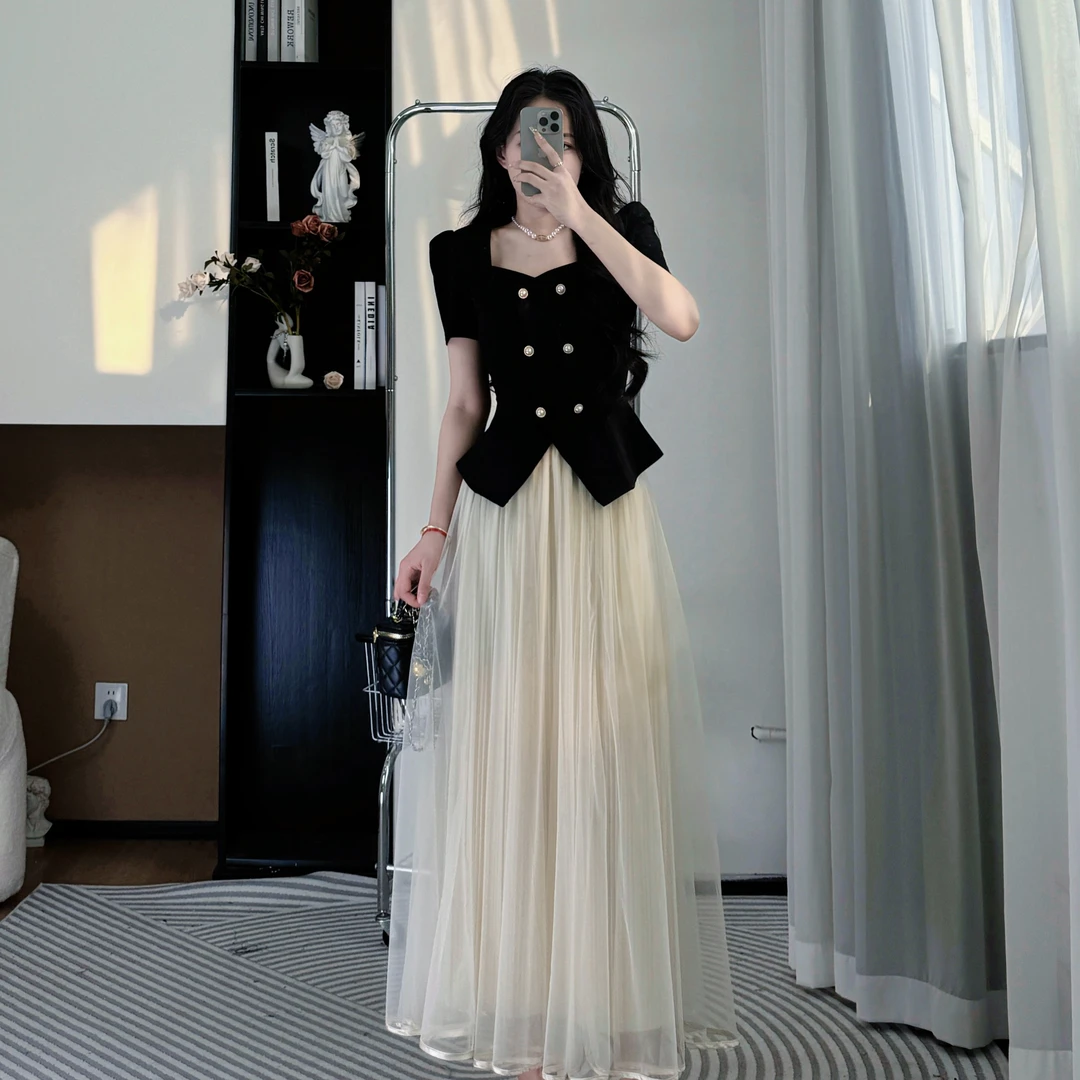 拉夏贝尔25夏季新时尚减龄通勤风女神短袖上衣+半身裙 10355 LSC