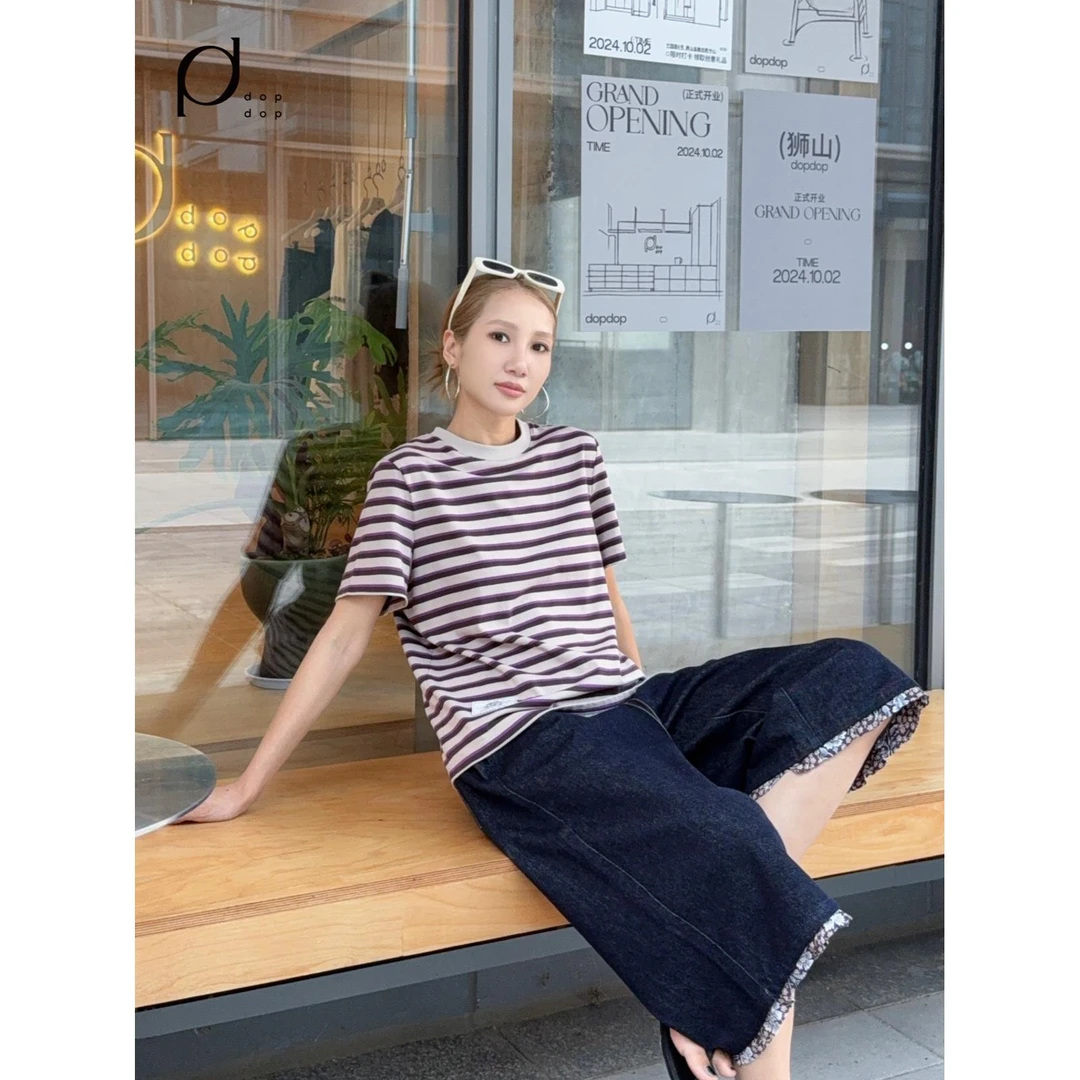 ICE DUST2025春夏拼接碎花牛仔中裤休闲短裤1280dopdop买手店