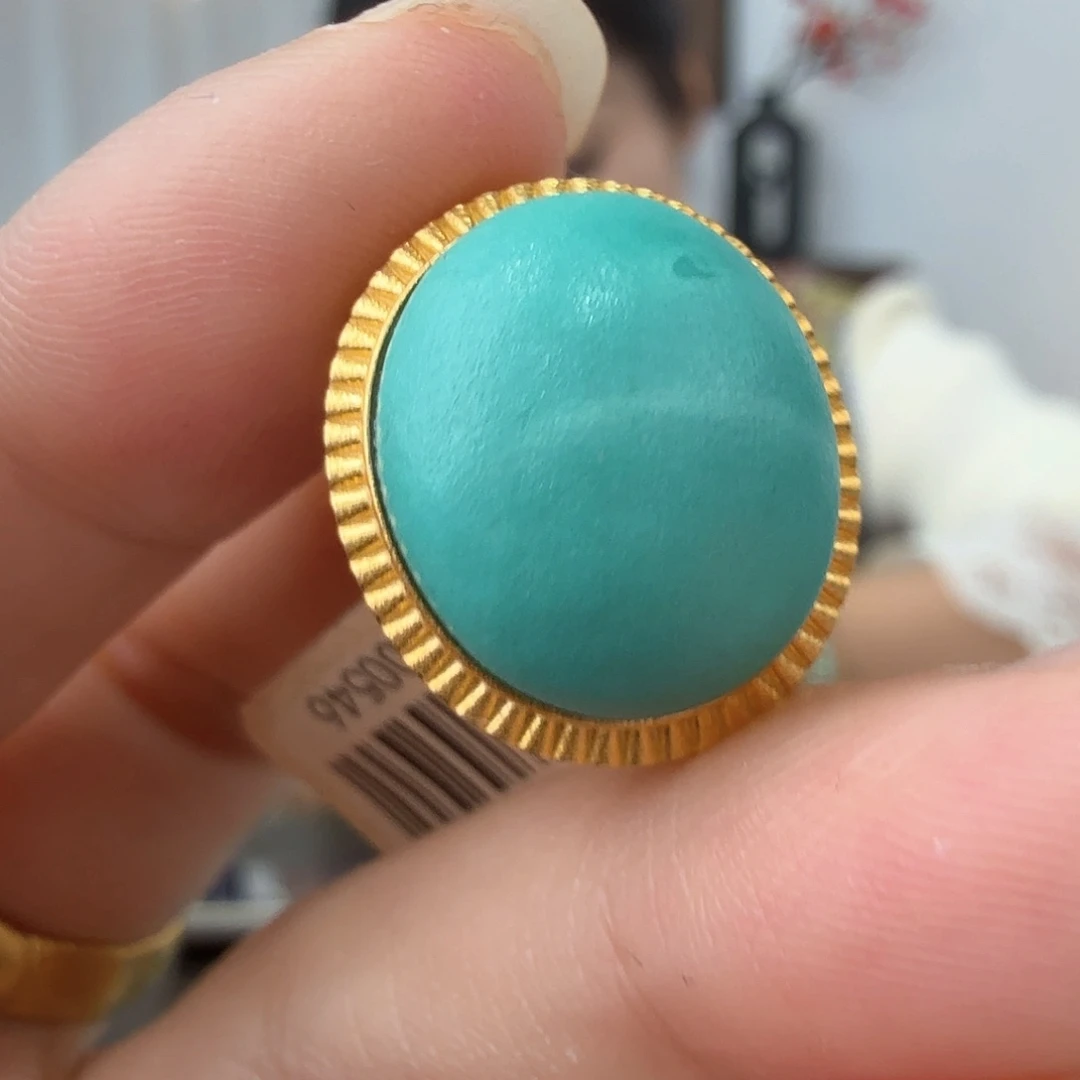 绿松石18K金镶嵌挂件