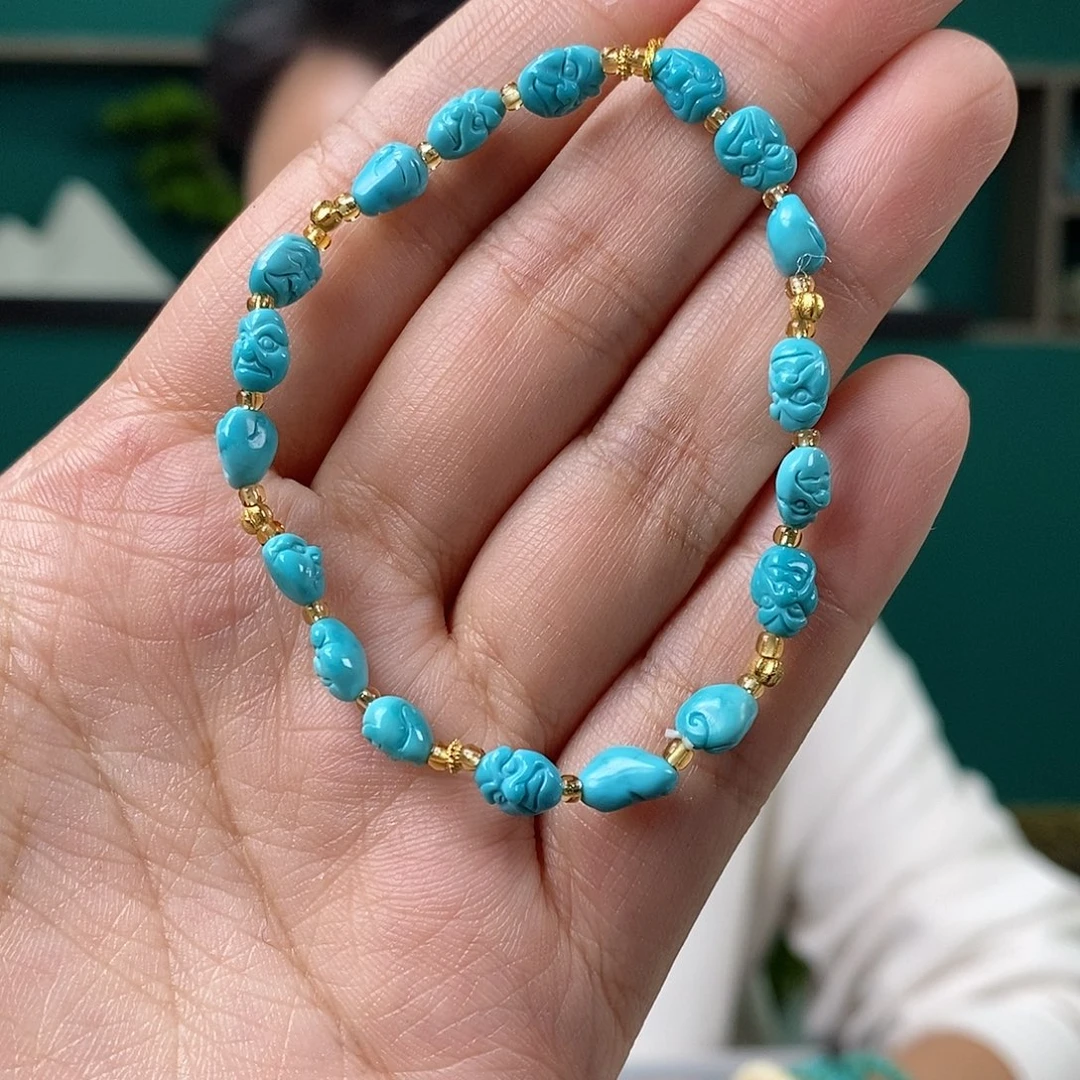 绿松石18K金镶嵌挂件