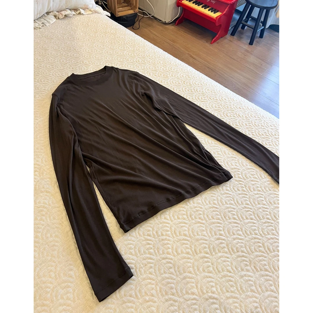 【棕咖·长T】女士纯棉长袖秋款打底经典百搭圆领舒适休闲T体恤