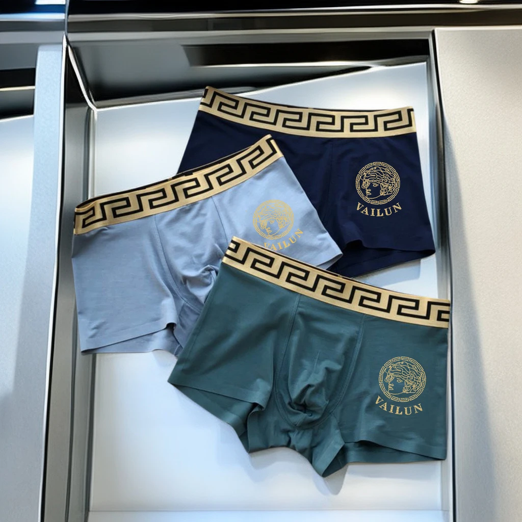 EONMEBIWNT潮牌内裤男士冰丝莫代尔印花抗菌裤衩金边四角平角裤