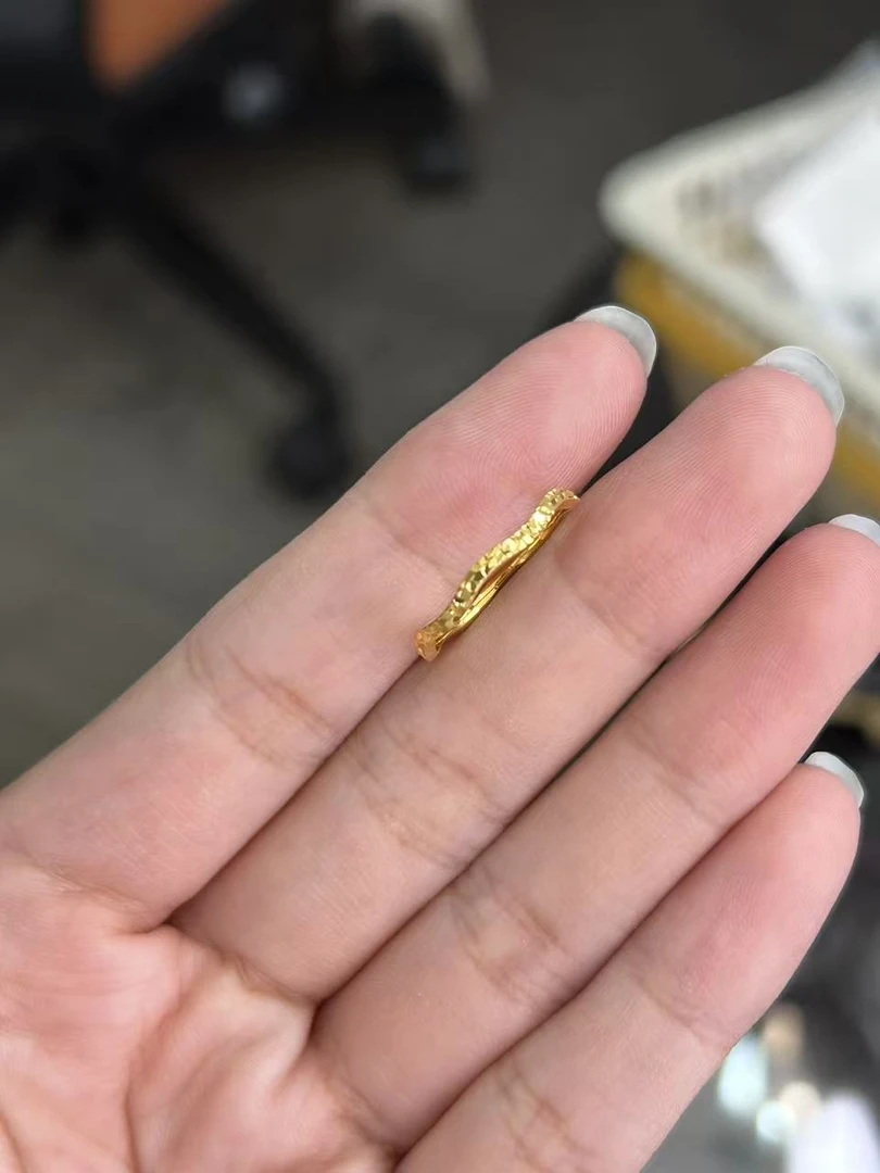 足金999 新版碎冰波浪戒指