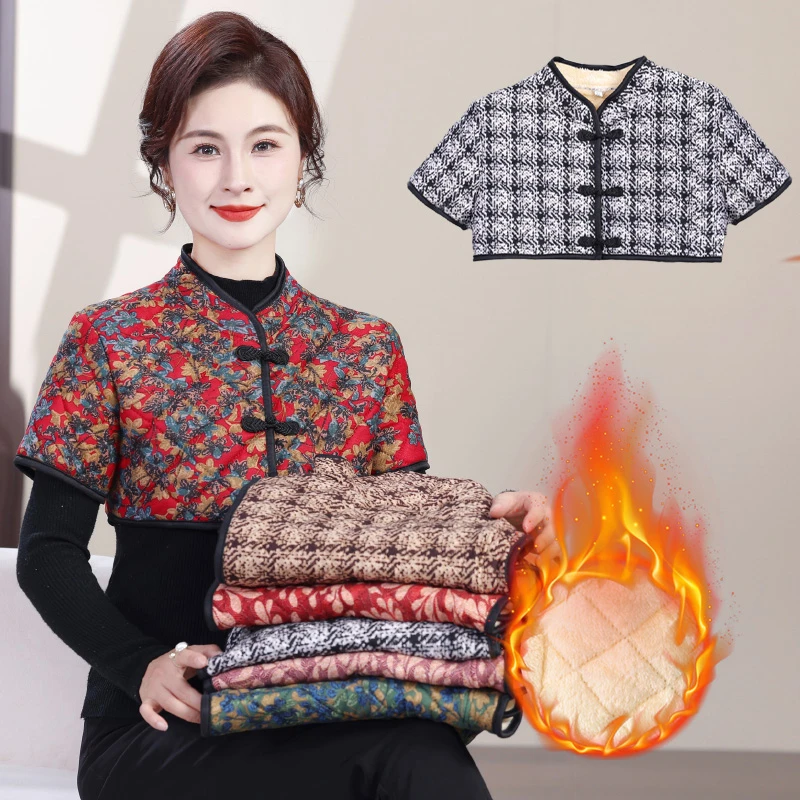 妈妈装春装马甲中老年人秋冬装女加绒加厚奶奶棉袄棉服背心坎肩