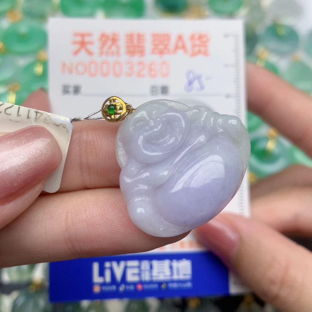 翡翠18K金镶嵌颈饰佛公
