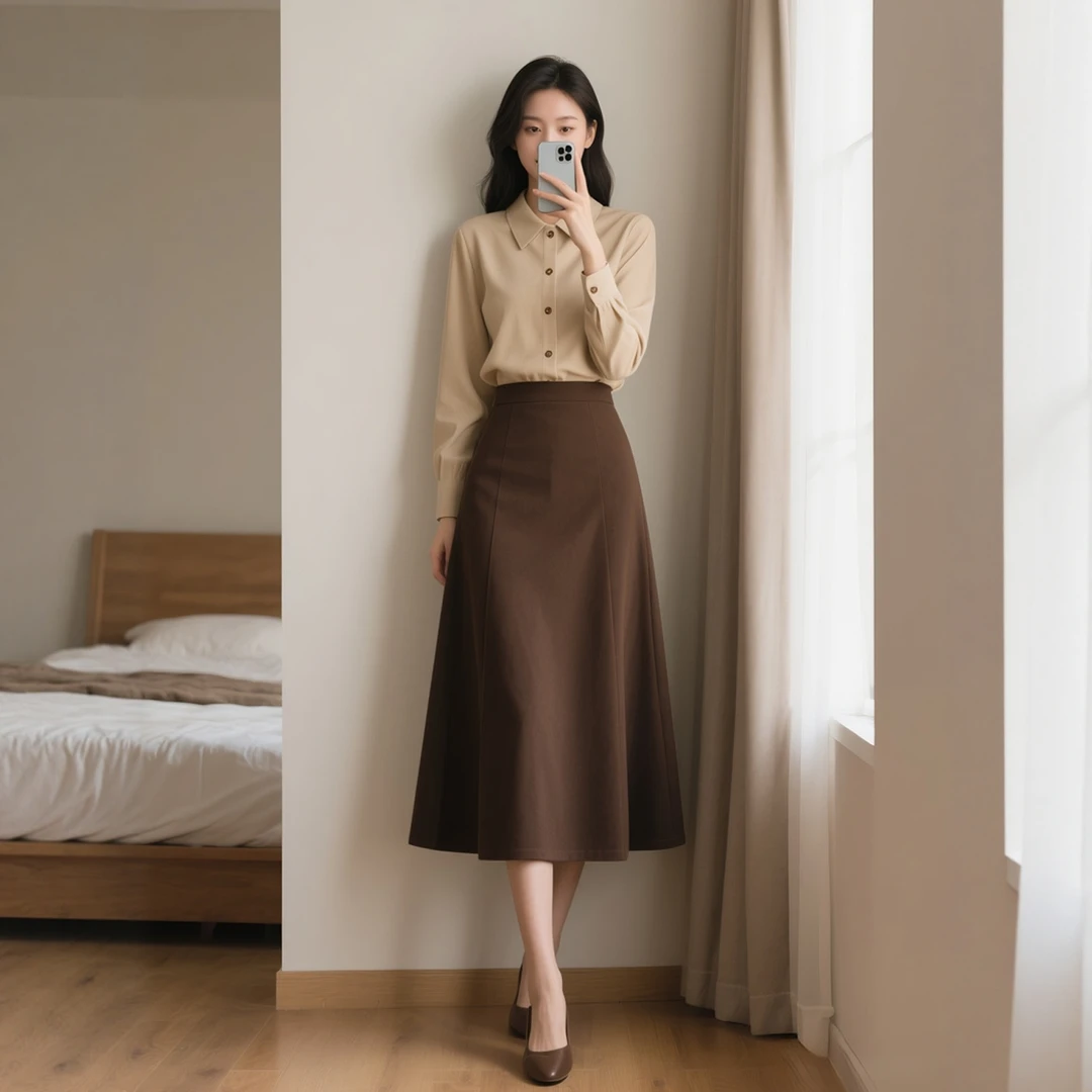 秋季新款女装时尚穿搭法式复古衬衫两件套装半身裙子长袖通勤女士