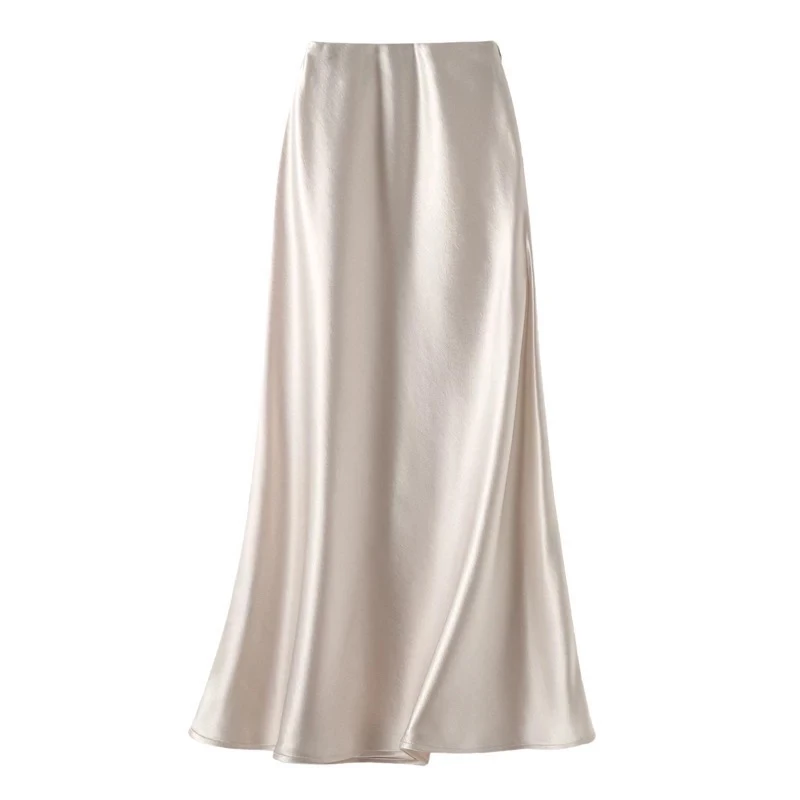 2025年夏季新款小清新系列缎面高腰半身裙