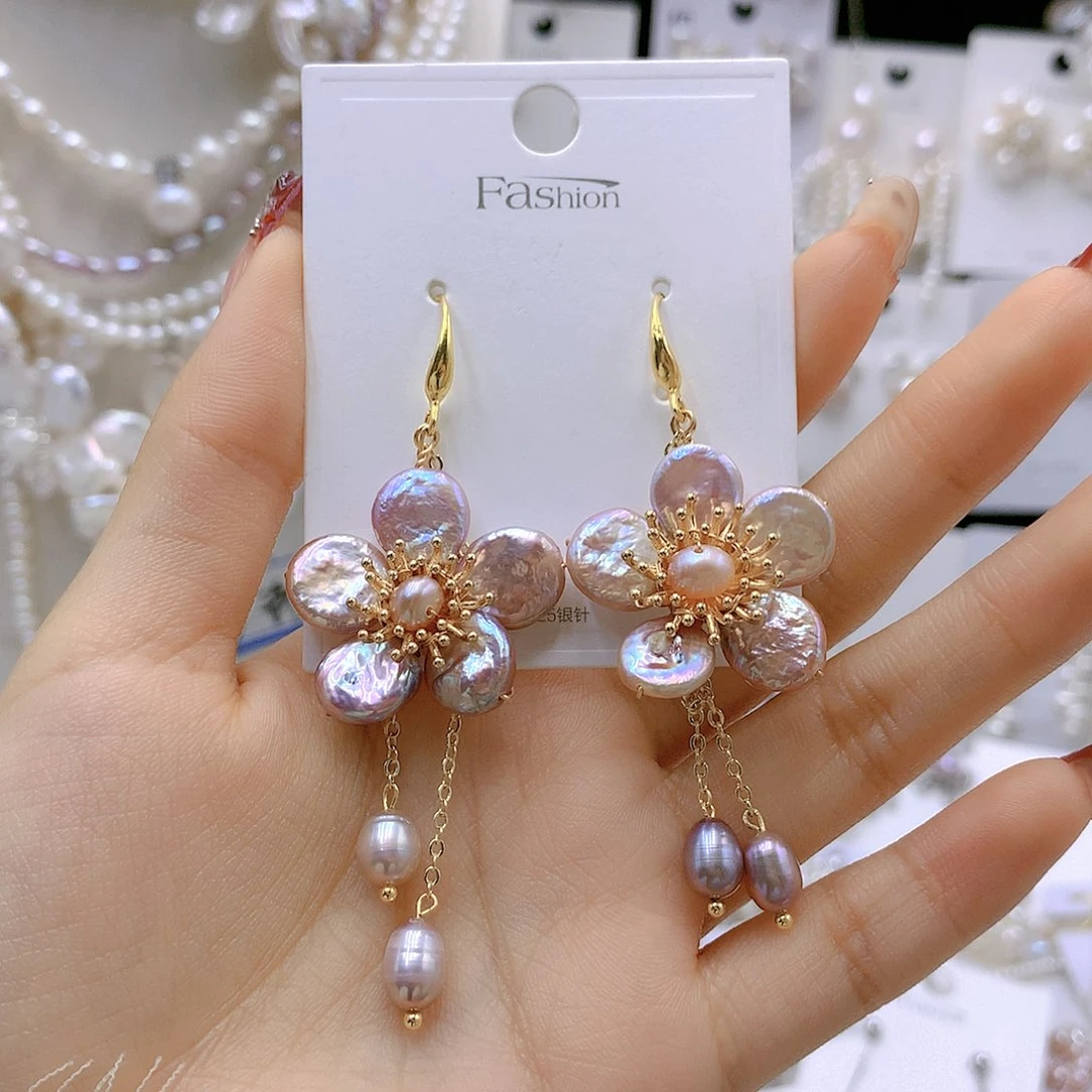 银S925镶嵌耳饰淡水珍珠