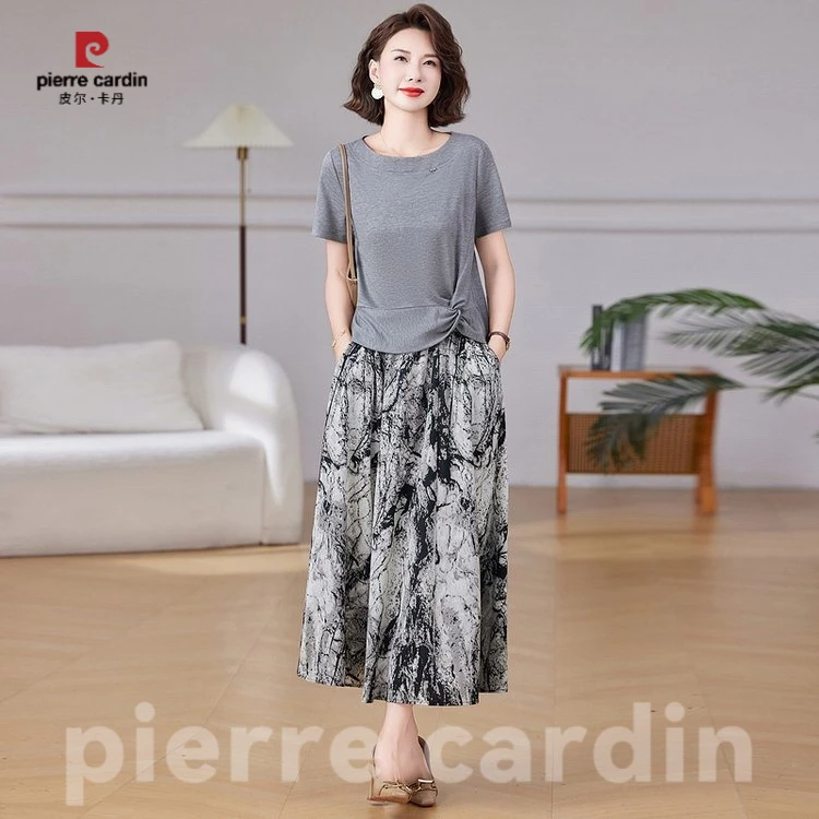 皮尔卡丹妈妈夏装2025新款女装中老年短袖t恤女洋气时尚上衣女装