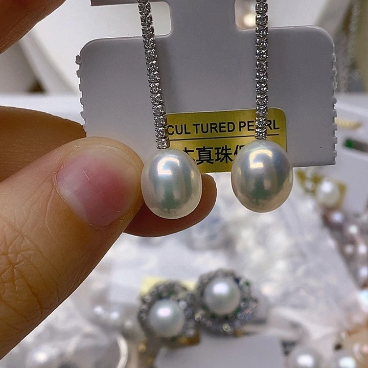 耳钉淡水珍珠银S925镶嵌