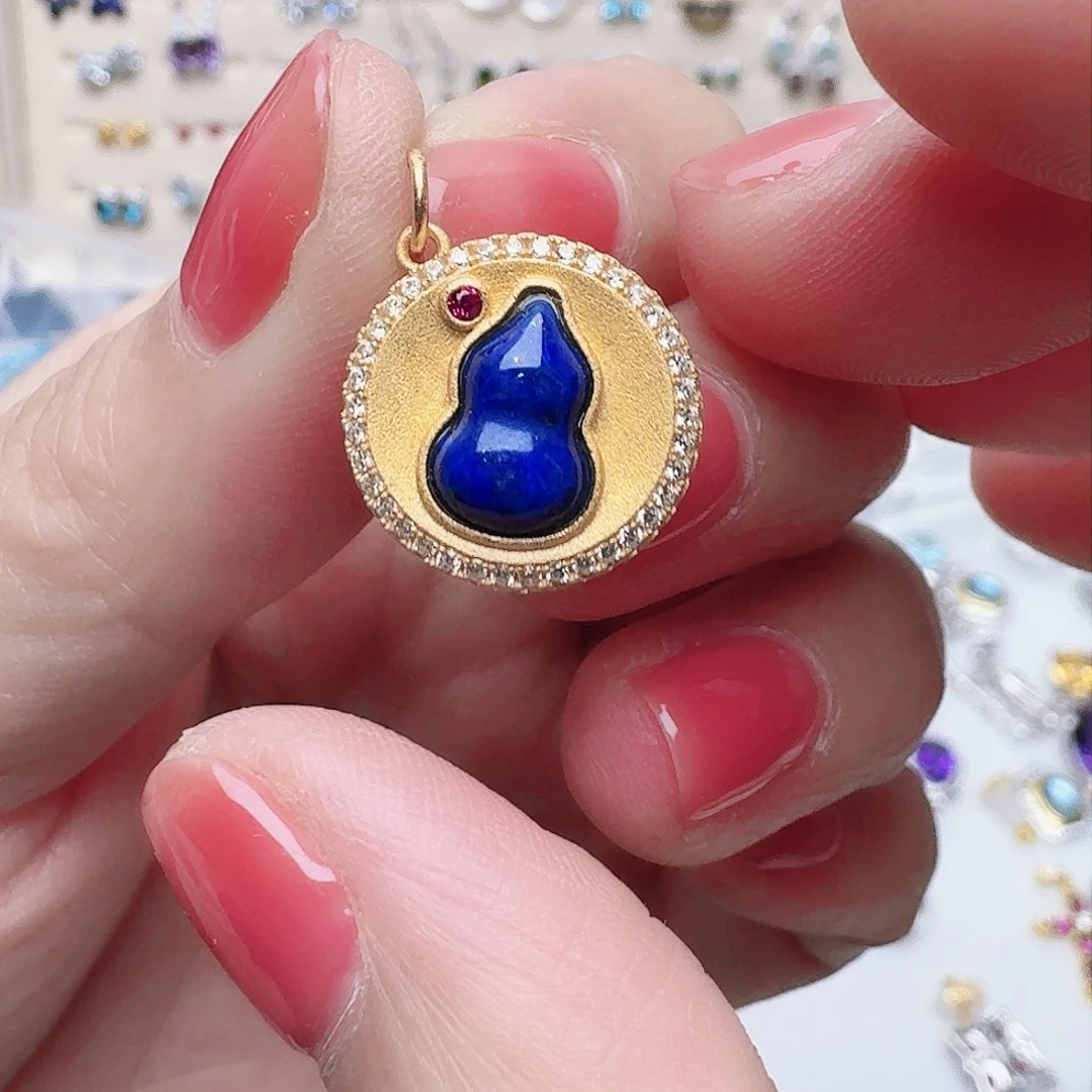 青金石手链银S925镶嵌吊坠