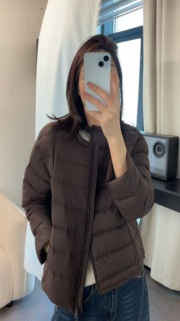 韩版宽松简约轻盈保暖圆领短款90白鸭绒排骨羽绒服外套