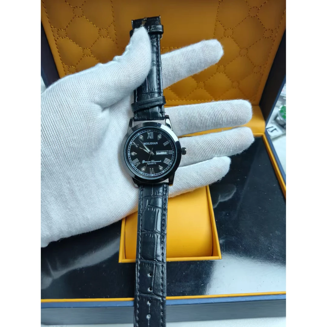 9508全黑黑皮带-MOLIDIAN腕表夜光黑武士表盘高档男士手表-青