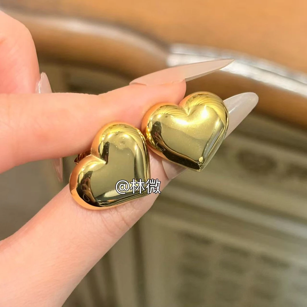 钛钢耳饰 简约气质时尚百搭精致轻奢爱心耳环E132