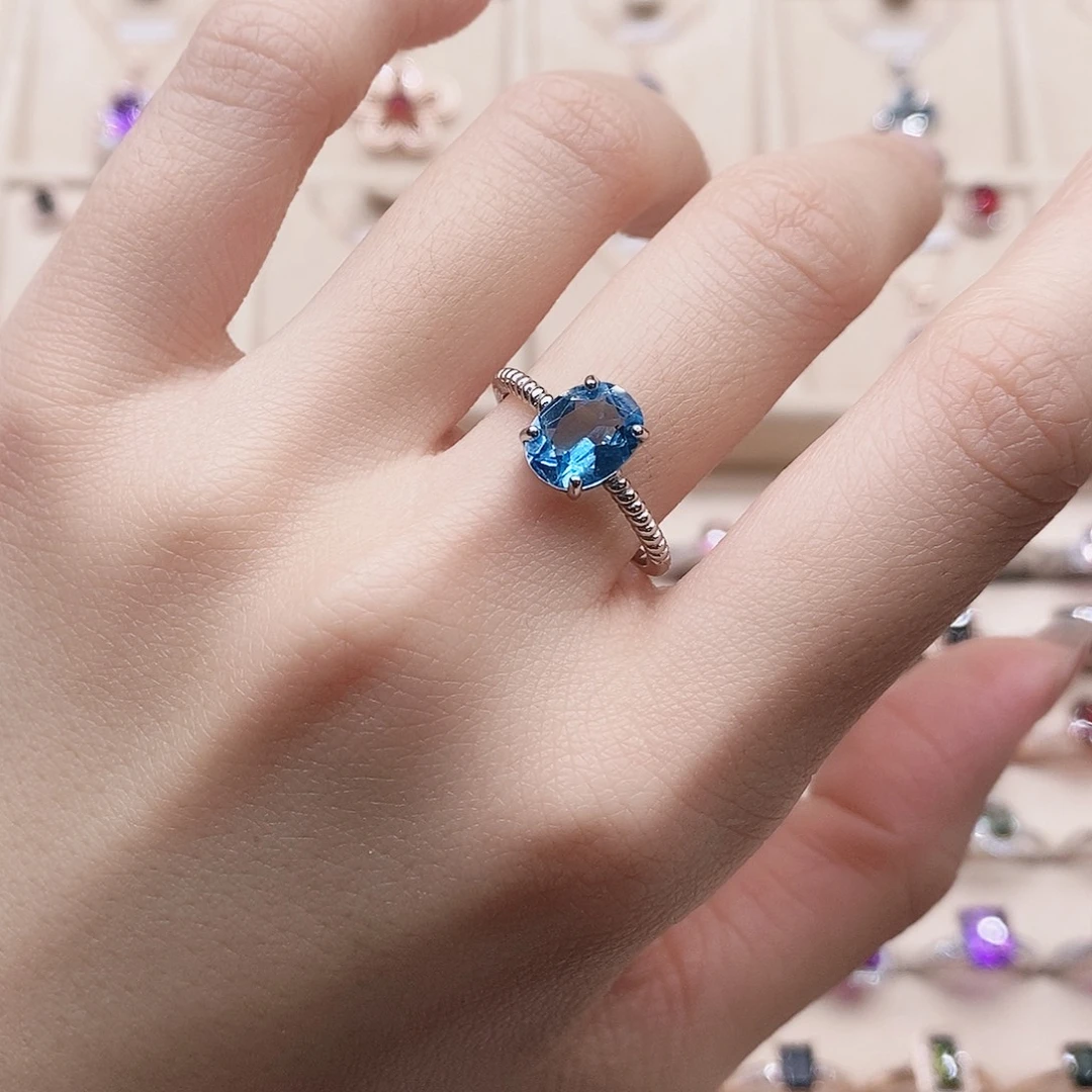 银S925镶嵌托帕石戒指戒指