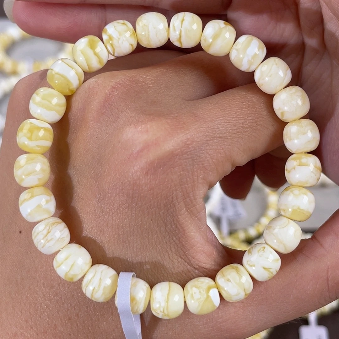 琥珀未镶嵌裸石8.5瓷白虎皮妖花