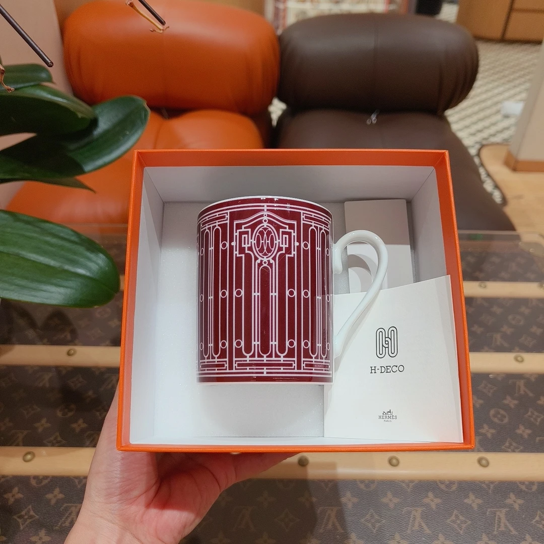 未使用 Hermes/爱马仕 “H Deco” 1号马克杯 红