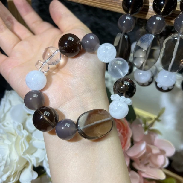 【晶澜月】X337【svip私人定制版】天然茶水晶➕白水晶手串多样发其一